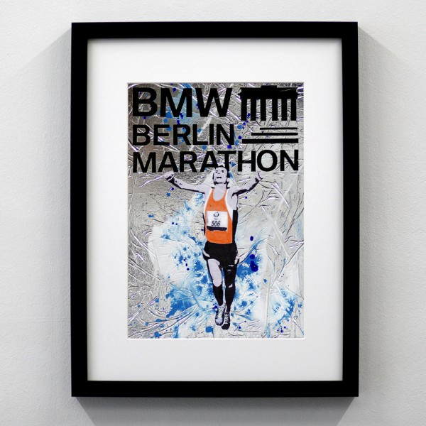 Berlin Marathon Logo Silber Blau